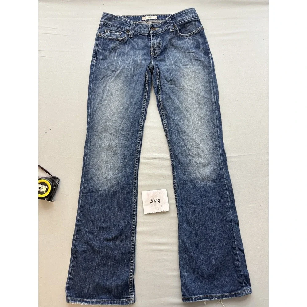 LEI Jeans Womens 9 Distressed Medium Wash Bootcut Denim Blue Y2K Mid Rise
